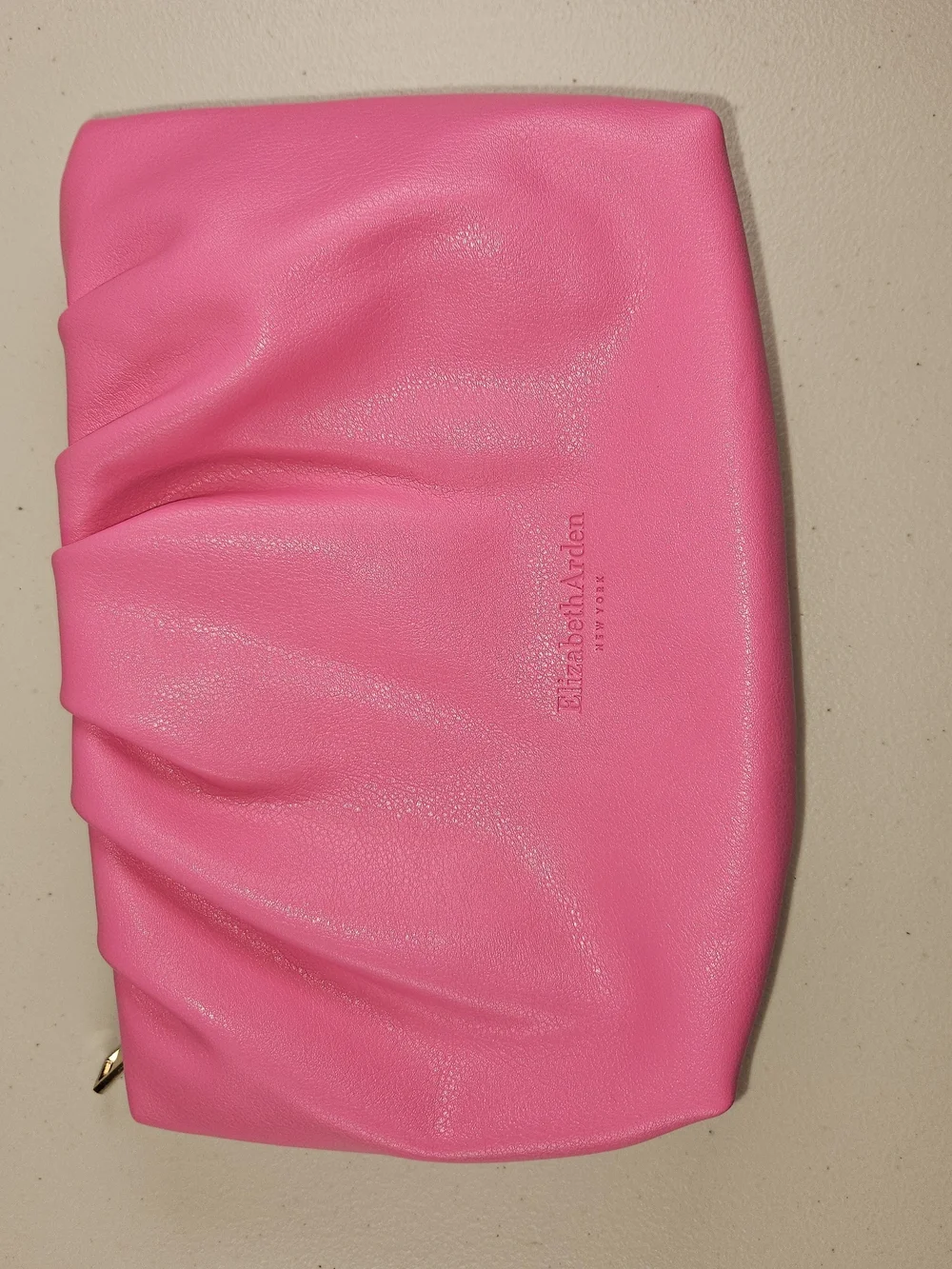 Elizabeth Arden Bright Pink Ruched Cosmetic Clutch